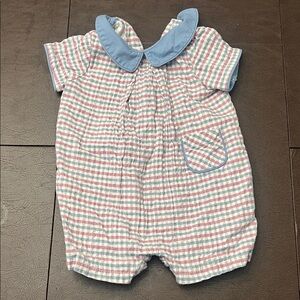 Plaid Kids One Piece Bodysuit with Blue Accents